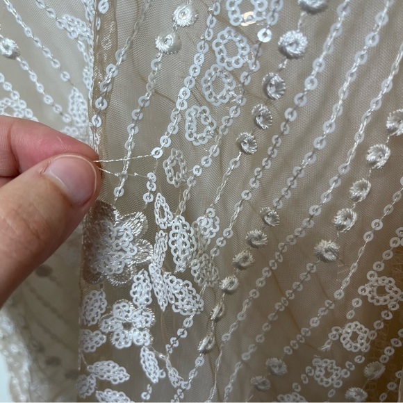 Adrianna Papell NWT Sequin Popover Mermaid Gown in Pearl Size 6 - Picture 12 of 16